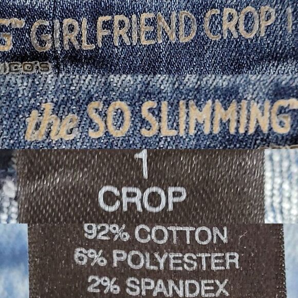 Chico's So Slimming Girlfriend Crop Jeans M Stretch Midrise Skinny Fading - Picture 4 of 16